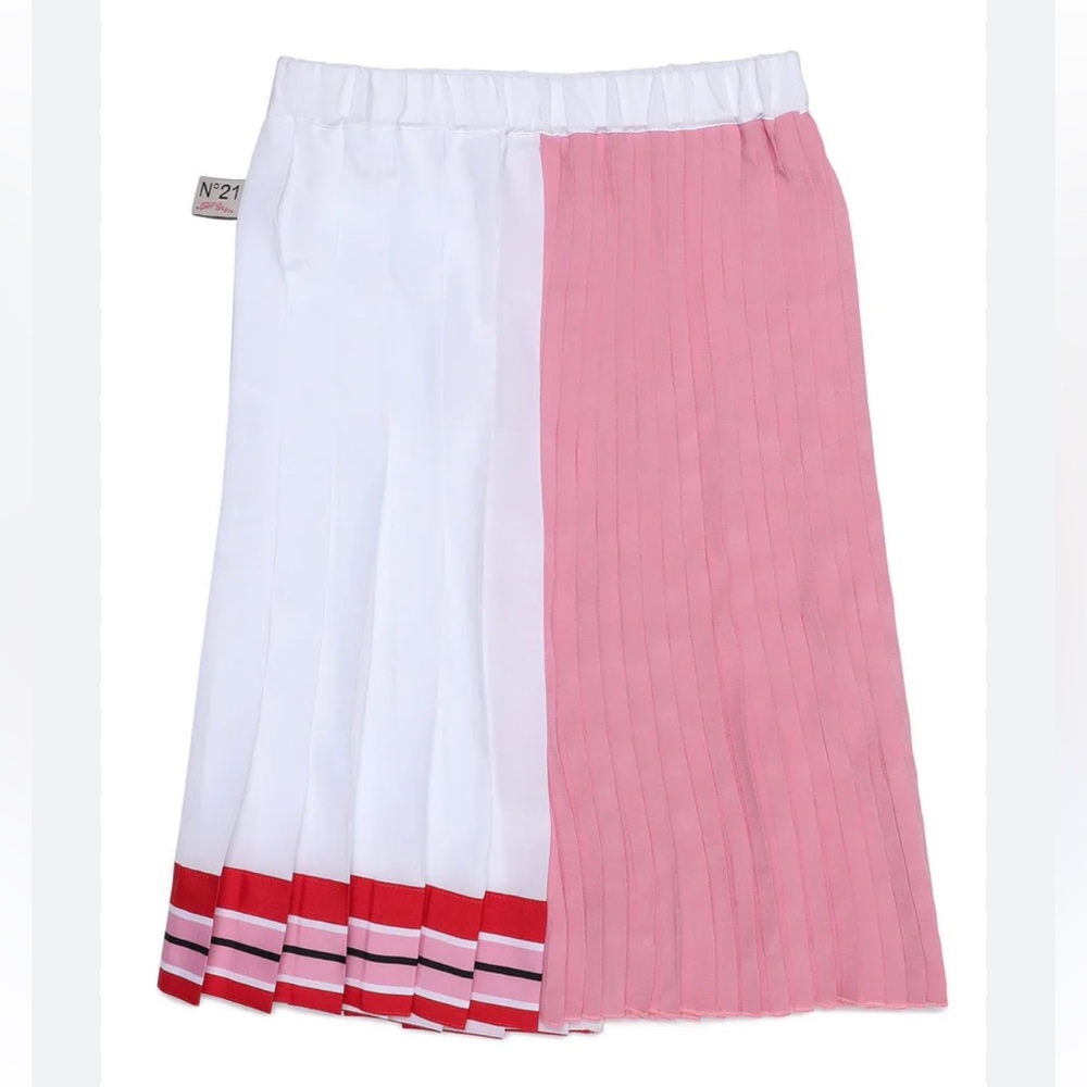 N21 GIRLS Stylish Pink and White Pleated Skirt